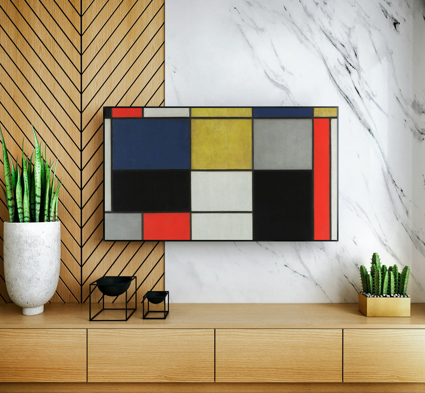 Composition A: Composition with Black, Red, Gray, Yellow, and Blue, 1920