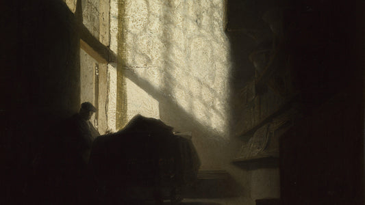 Man seated reading at a Table in a Lofty Room, c. 1628-1630