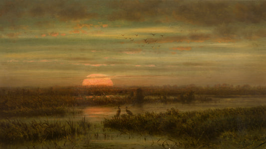 Landscape with Herons at Sunset