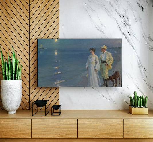 Summer evening on the beach at Skagen. The painter and his wife, 1899